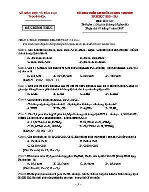 Đề thi tuyển sinh vào Lớp 10 THPT Chuyên môn Hoá học - Năm học 2010-2011 - Sở giáo dục và đào tạo Thanh Hóa